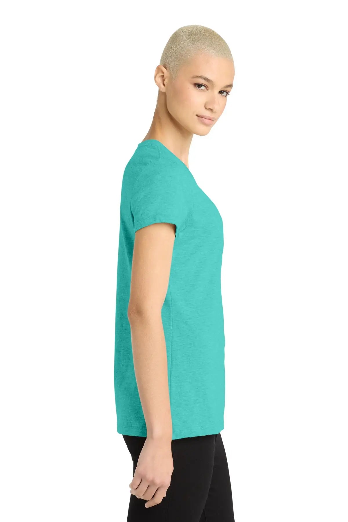 District Dm108l Women’s Perfect Blend Cvc Tee - Aqua Heather
