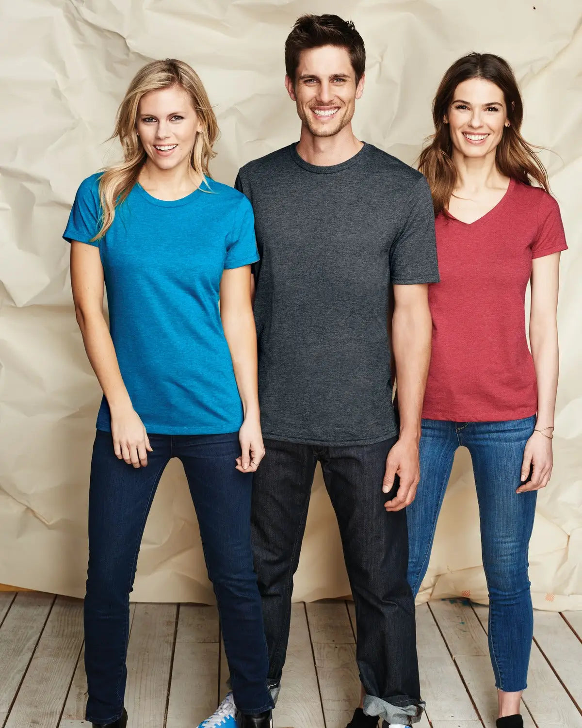 District Dm108l Women’s Perfect Blend Cvc Tee - Heathered Bright Turquoise