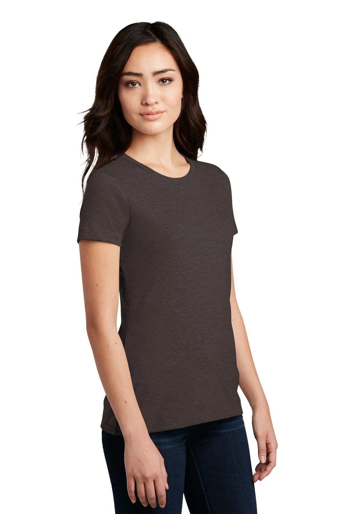 District Dm108l Women’s Perfect Blend Cvc Tee - Heathered Brown
