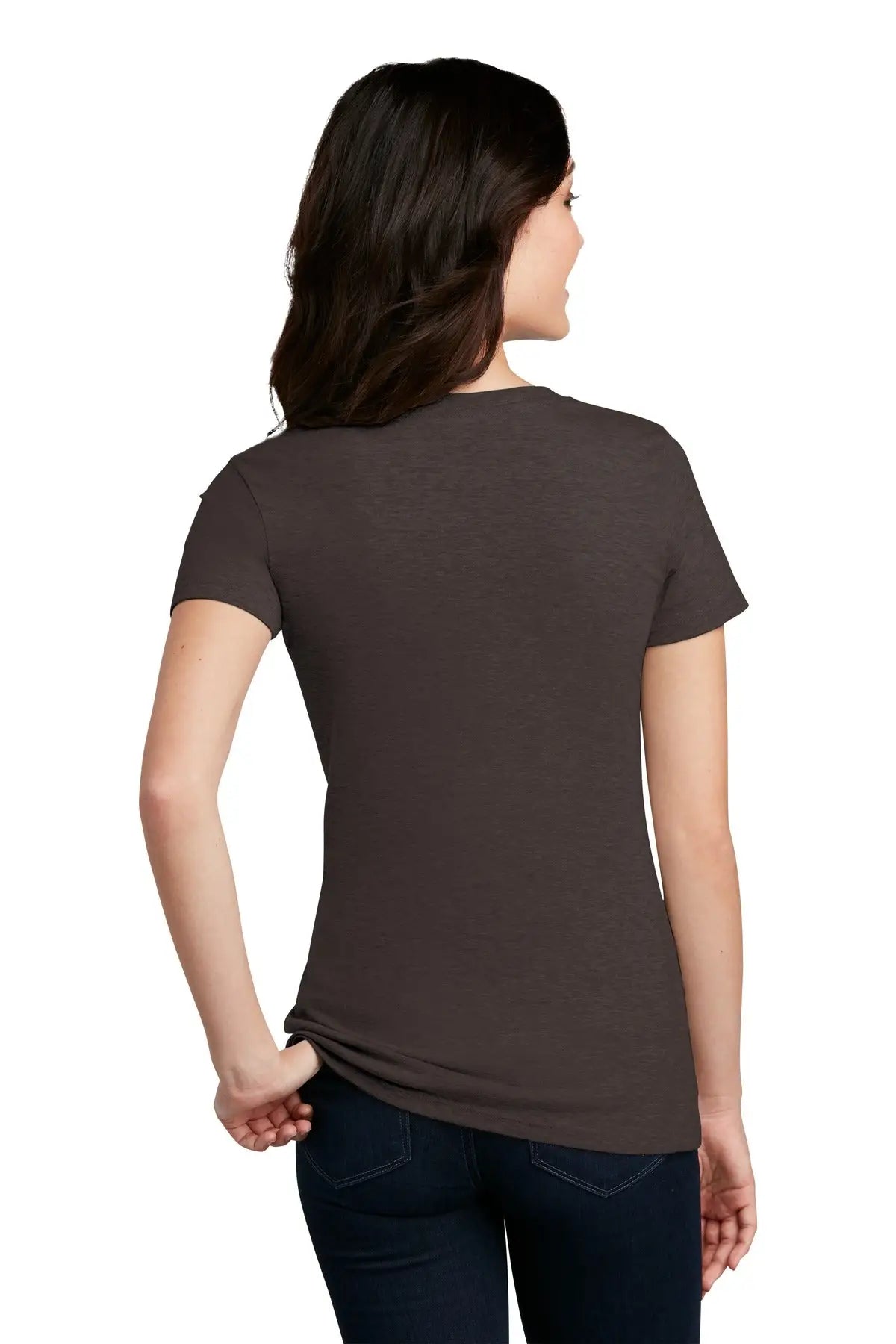 District Dm108l Women’s Perfect Blend Cvc Tee - Heathered Brown