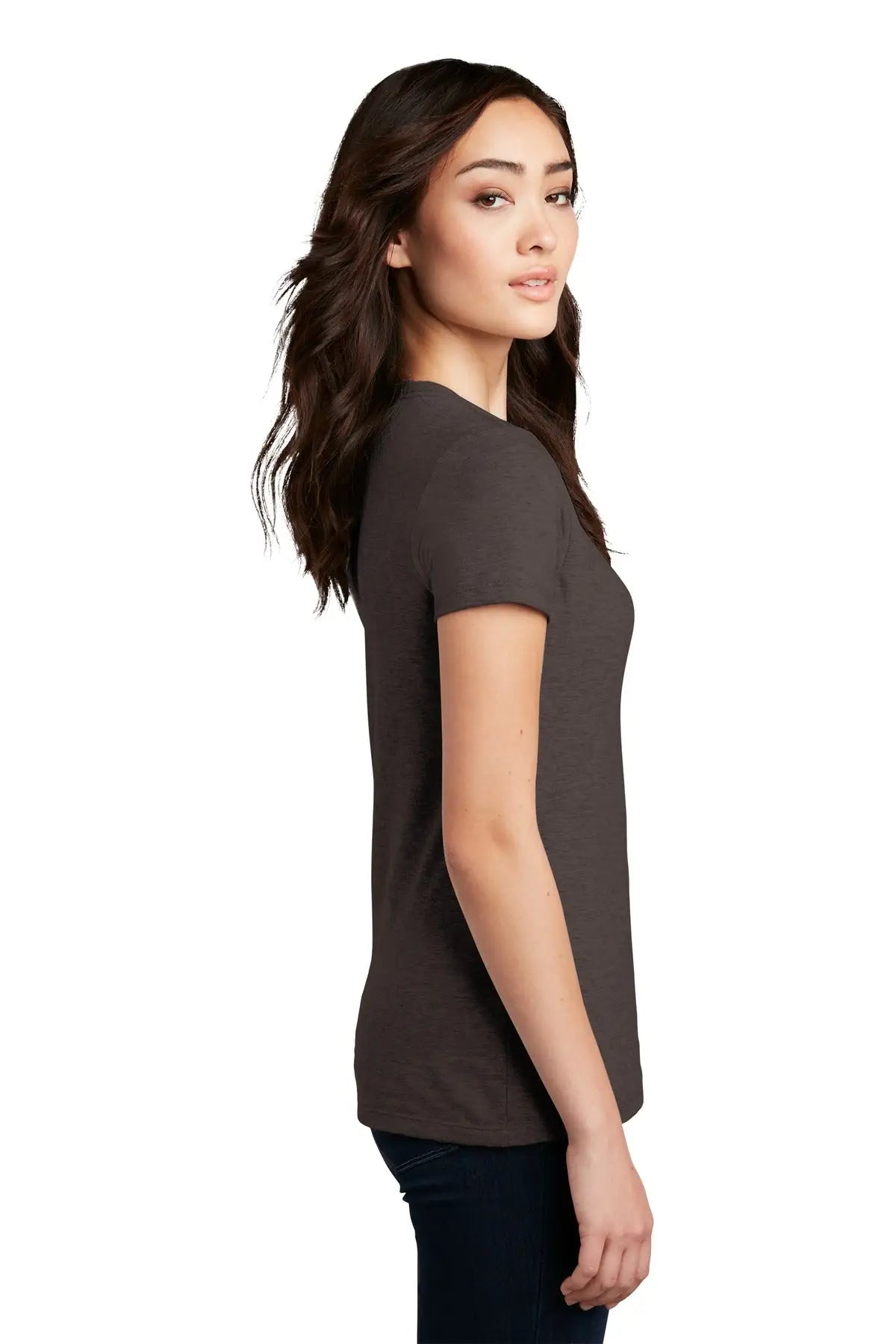 District Dm108l Women’s Perfect Blend Cvc Tee - Heathered Brown