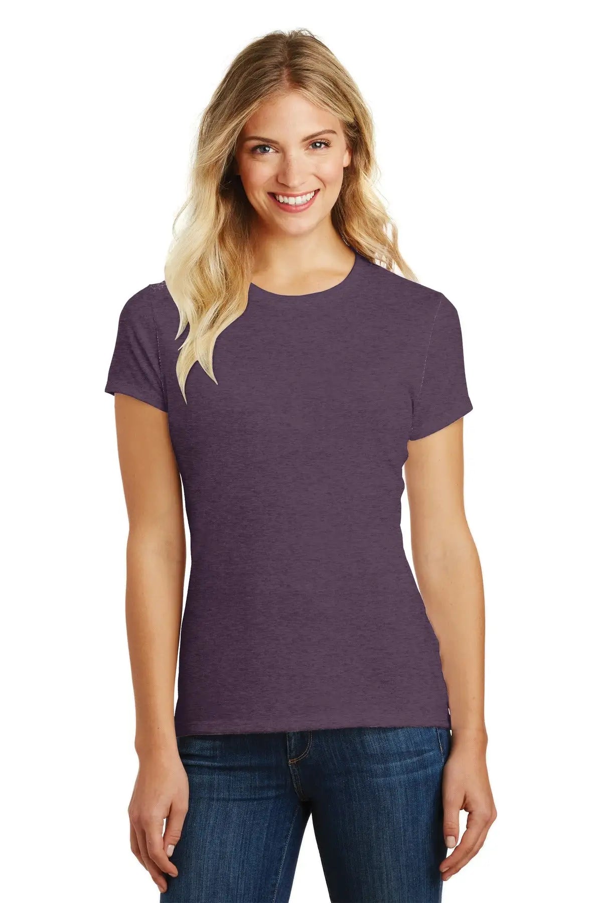 District Dm108l Women’s Perfect Blend Cvc Tee - Heathered Eggplant - Ladies Xs