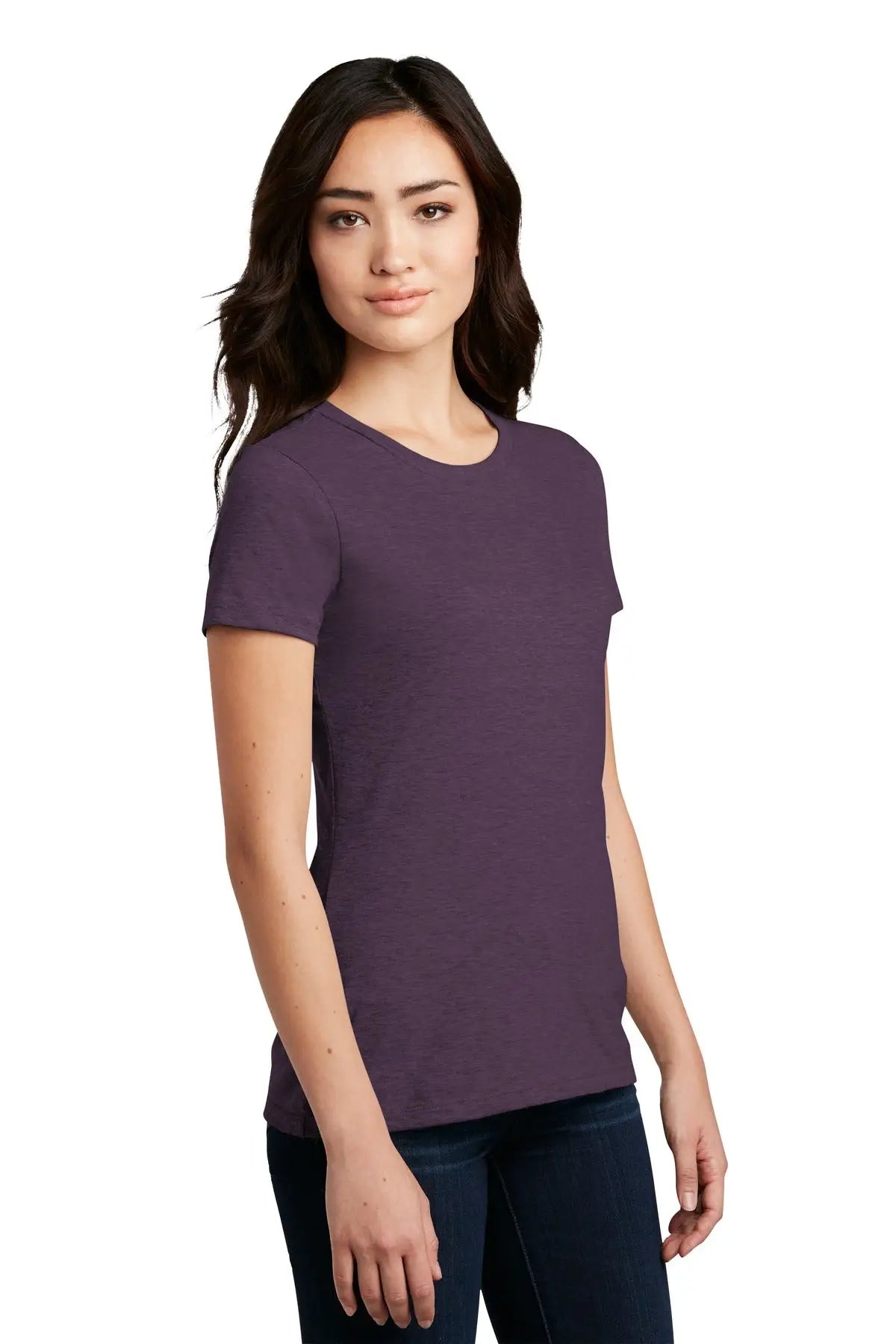 District Dm108l Women’s Perfect Blend Cvc Tee - Heathered Eggplant