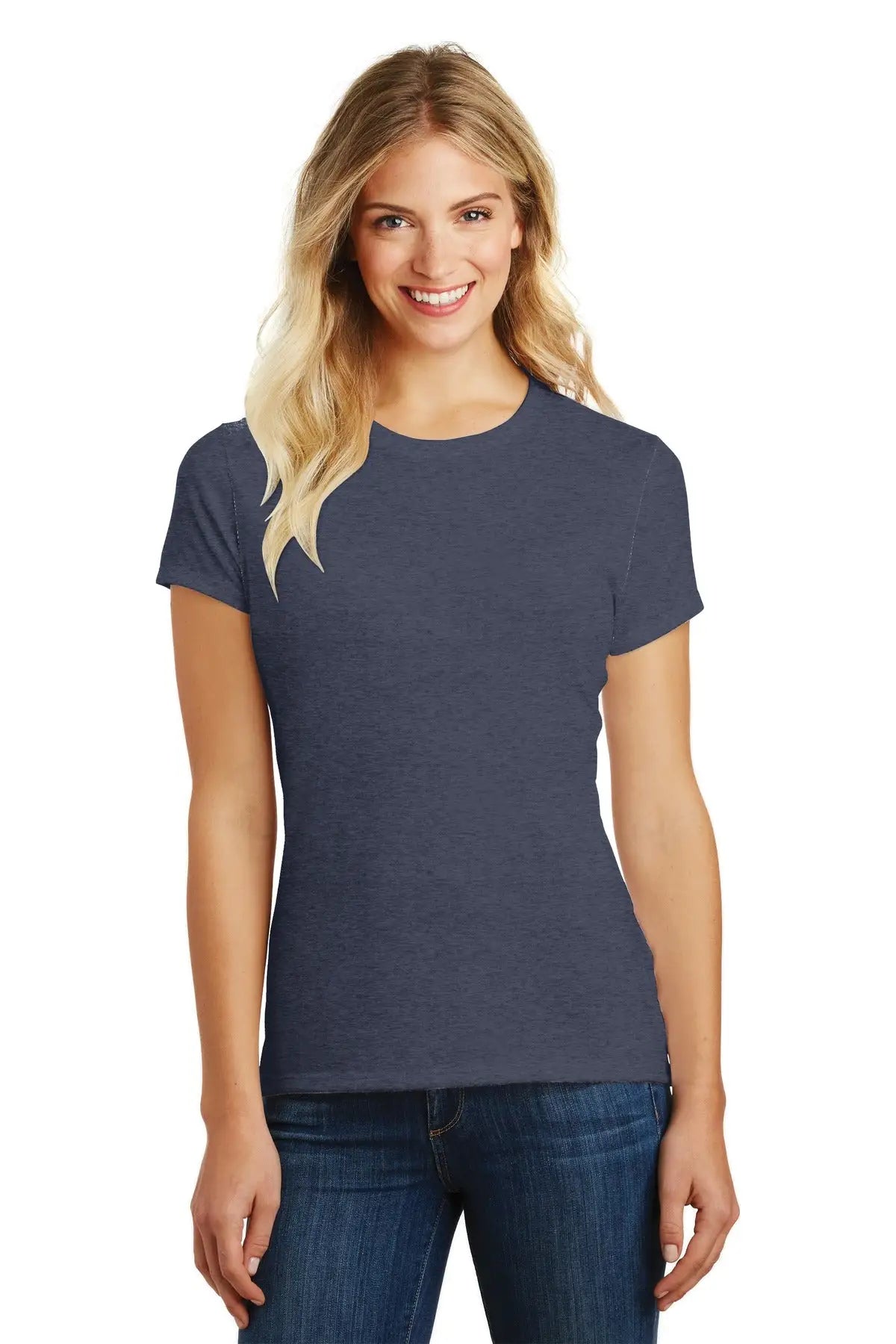 District Dm108l Women’s Perfect Blend Cvc Tee - Heathered Navy