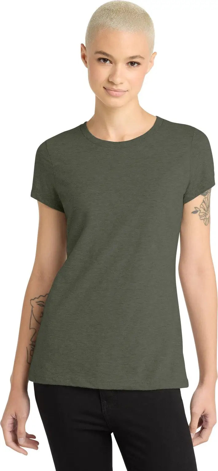 District Dm108l Women’s Perfect Blend Cvc Tee - Heathered Olive - Ladies Xs