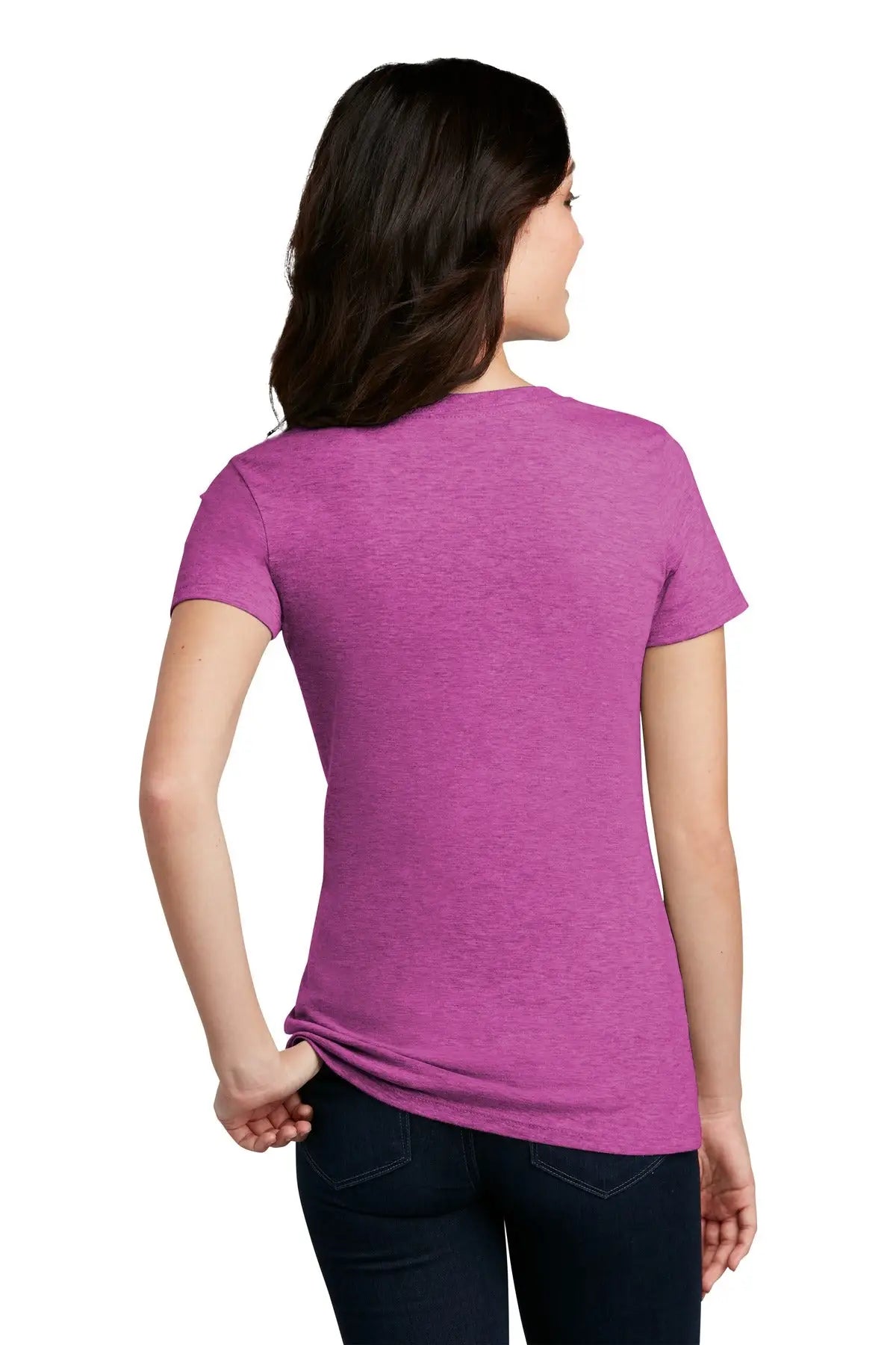 District Dm108l Women’s Perfect Blend Cvc Tee - Heathered Pink Raspberry