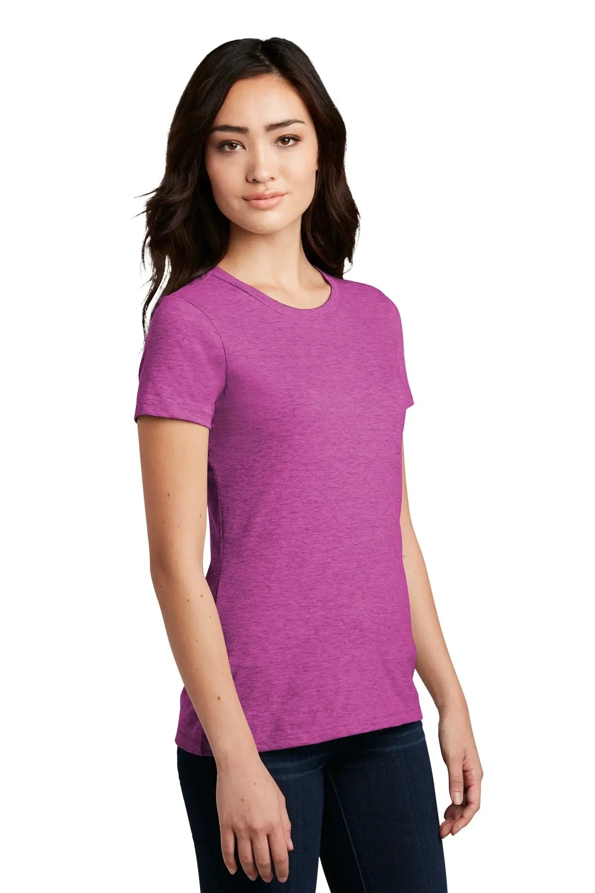 District Dm108l Women’s Perfect Blend Cvc Tee - Heathered Pink Raspberry
