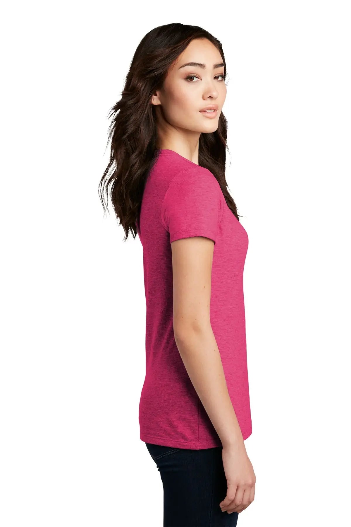 District Dm108l Women’s Perfect Blend Cvc Tee - Heathered Watermelon