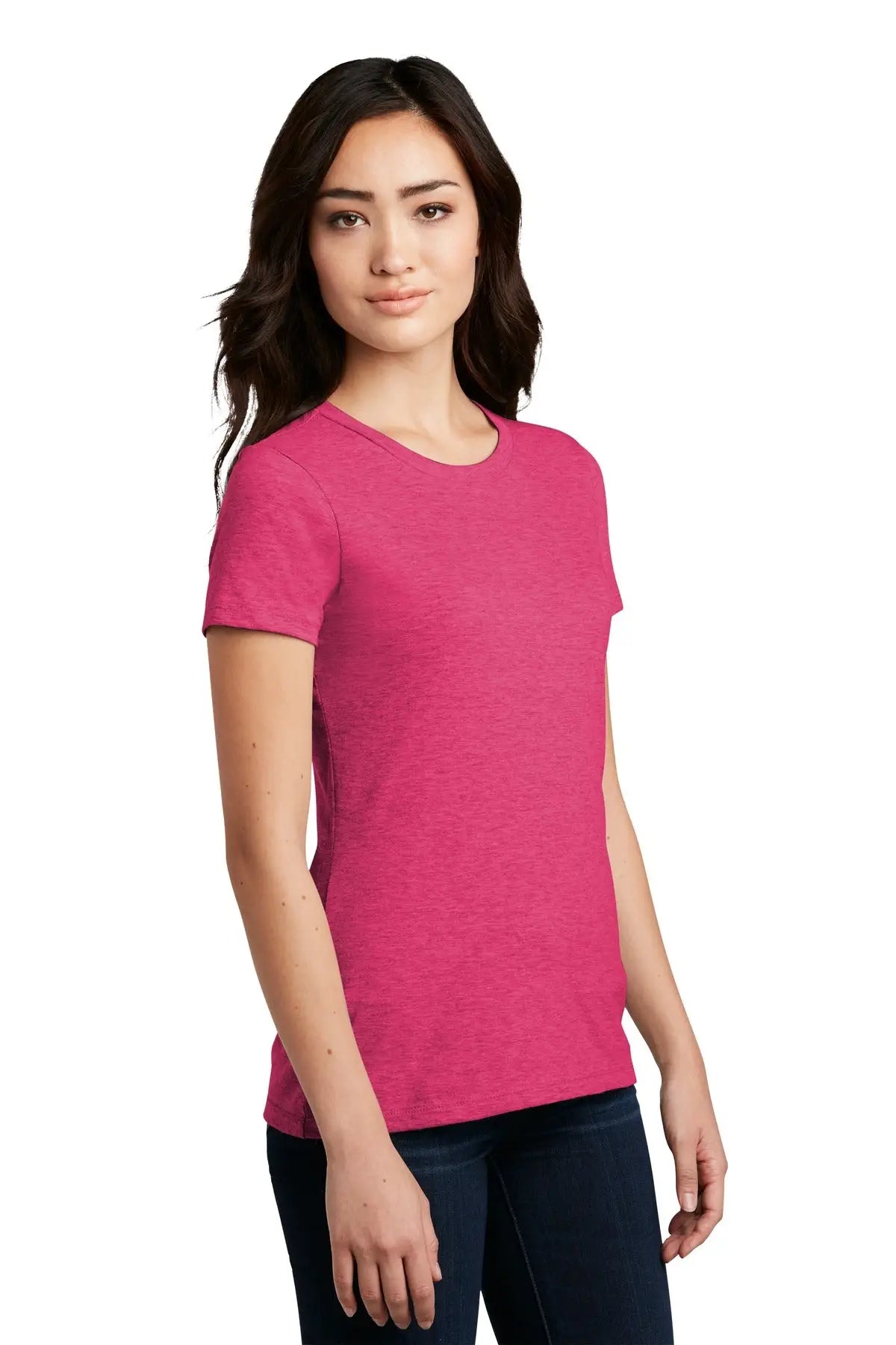 District Dm108l Women’s Perfect Blend Cvc Tee - Heathered Watermelon