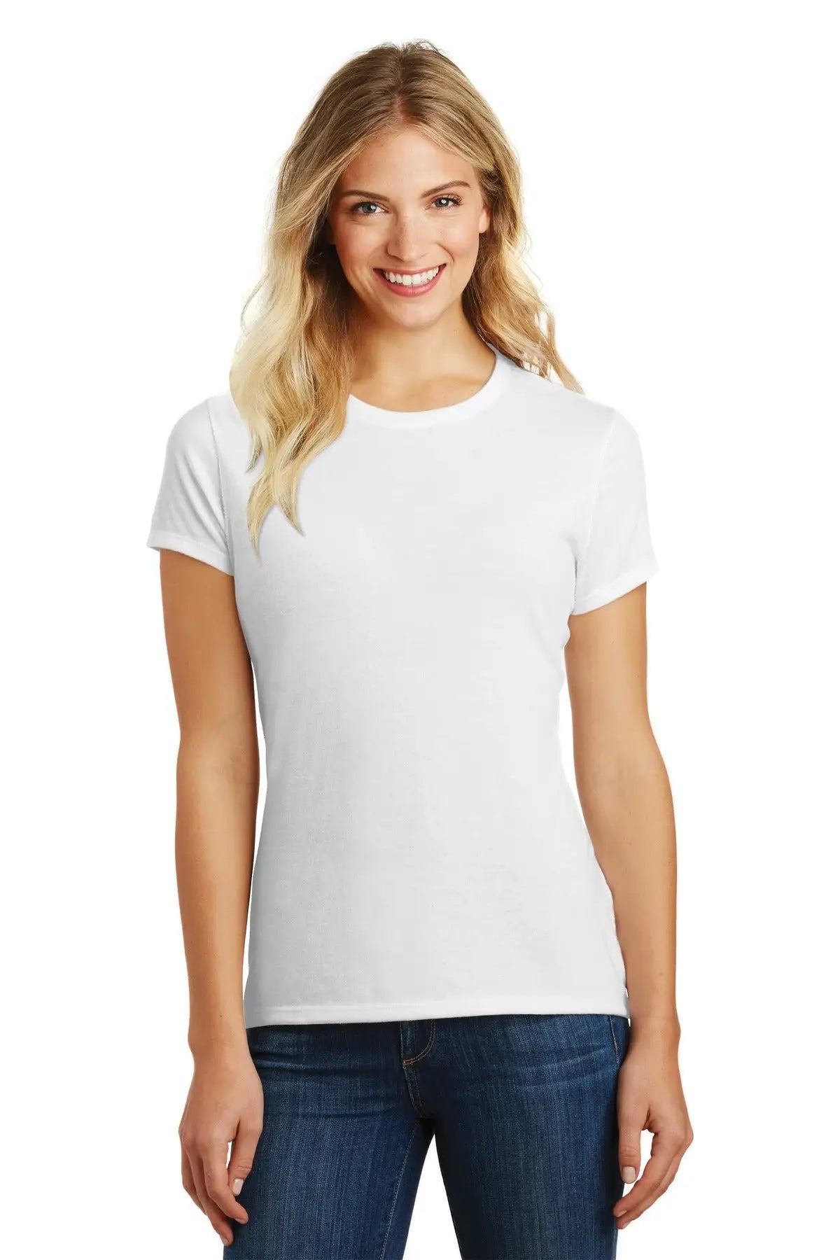 District Dm108l Women’s Perfect Blend Cvc Tee - White - Ladies Xs
