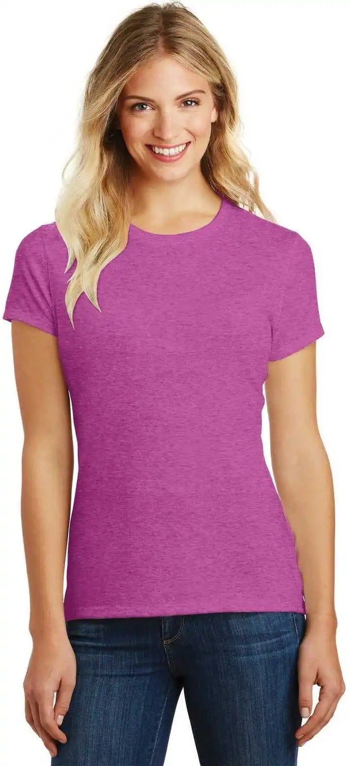 District Dm108l Women’s Perfect Blend Tee - Heathered Pink Raspberry