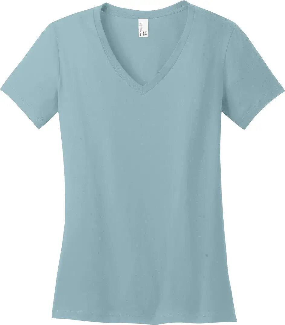 District Dm1170l Women’s Perfect Weight V-neck Tee - Blue Fog