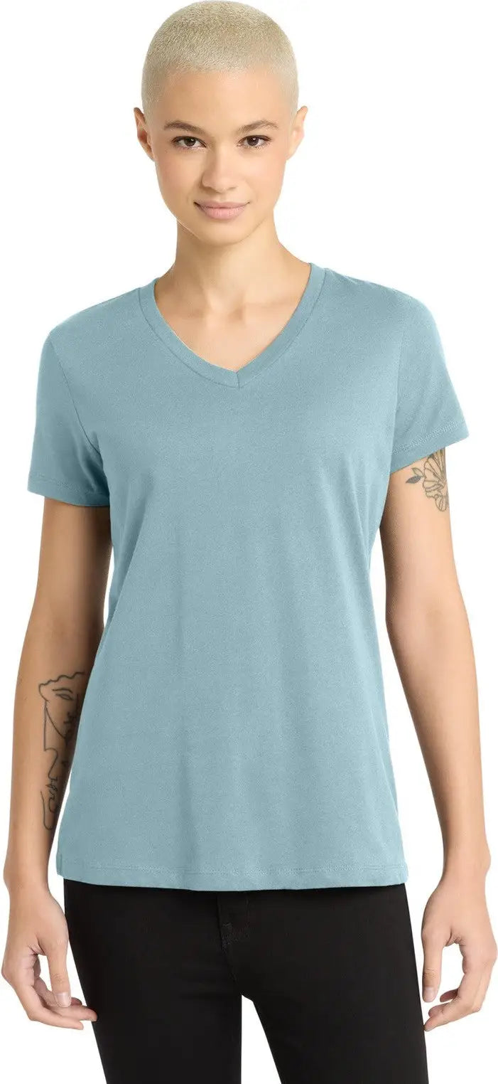 District Dm1170l Women’s Perfect Weight V-neck Tee - Blue Fog - Ladies Xs