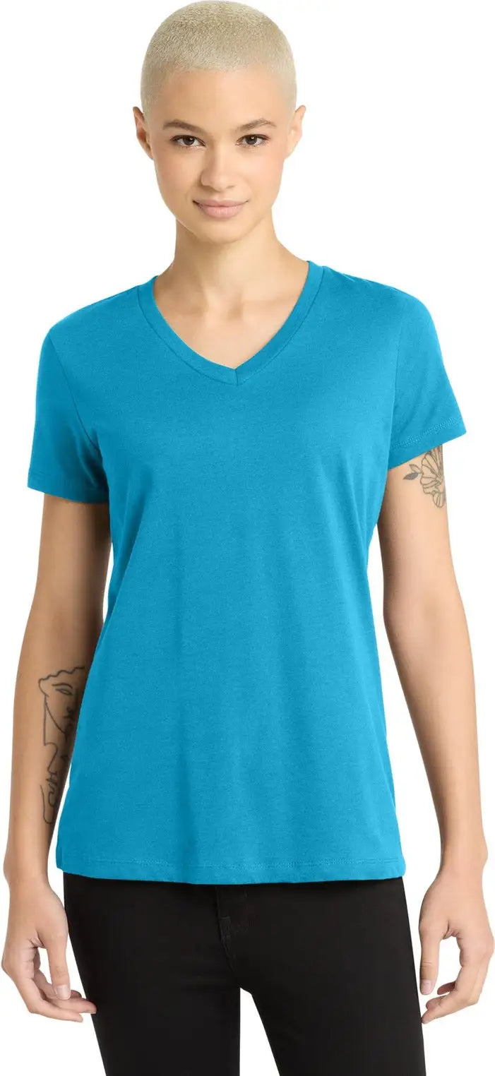 District Dm1170l Women’s Perfect Weight V-neck Tee - Bright Turquoise