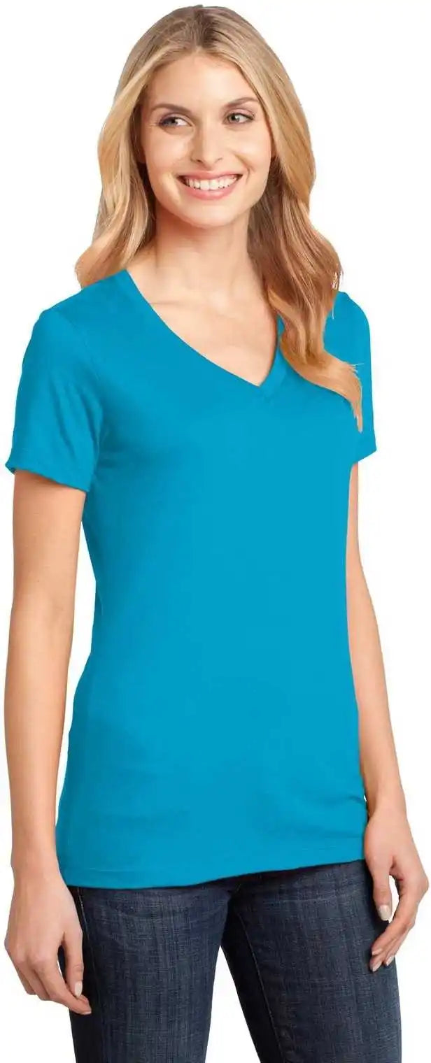 District Dm1170l Women’s Perfect Weight v Neck Tee Bright Turquoise