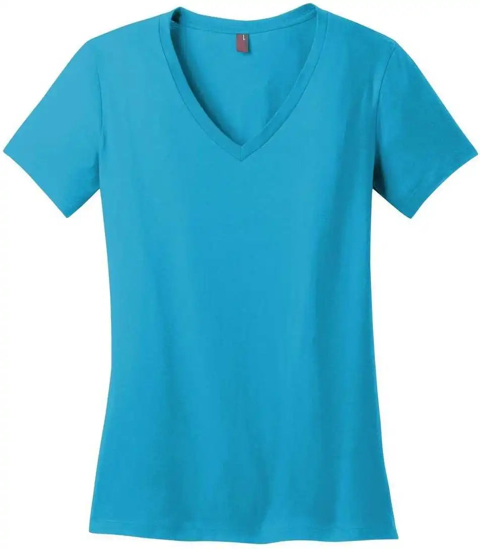 District Dm1170l Women’s Perfect Weight v Neck Tee Bright Turquoise