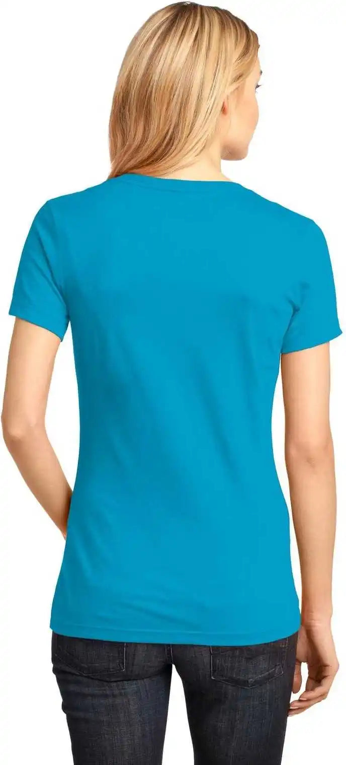 District Dm1170l Women’s Perfect Weight v Neck Tee Bright Turquoise