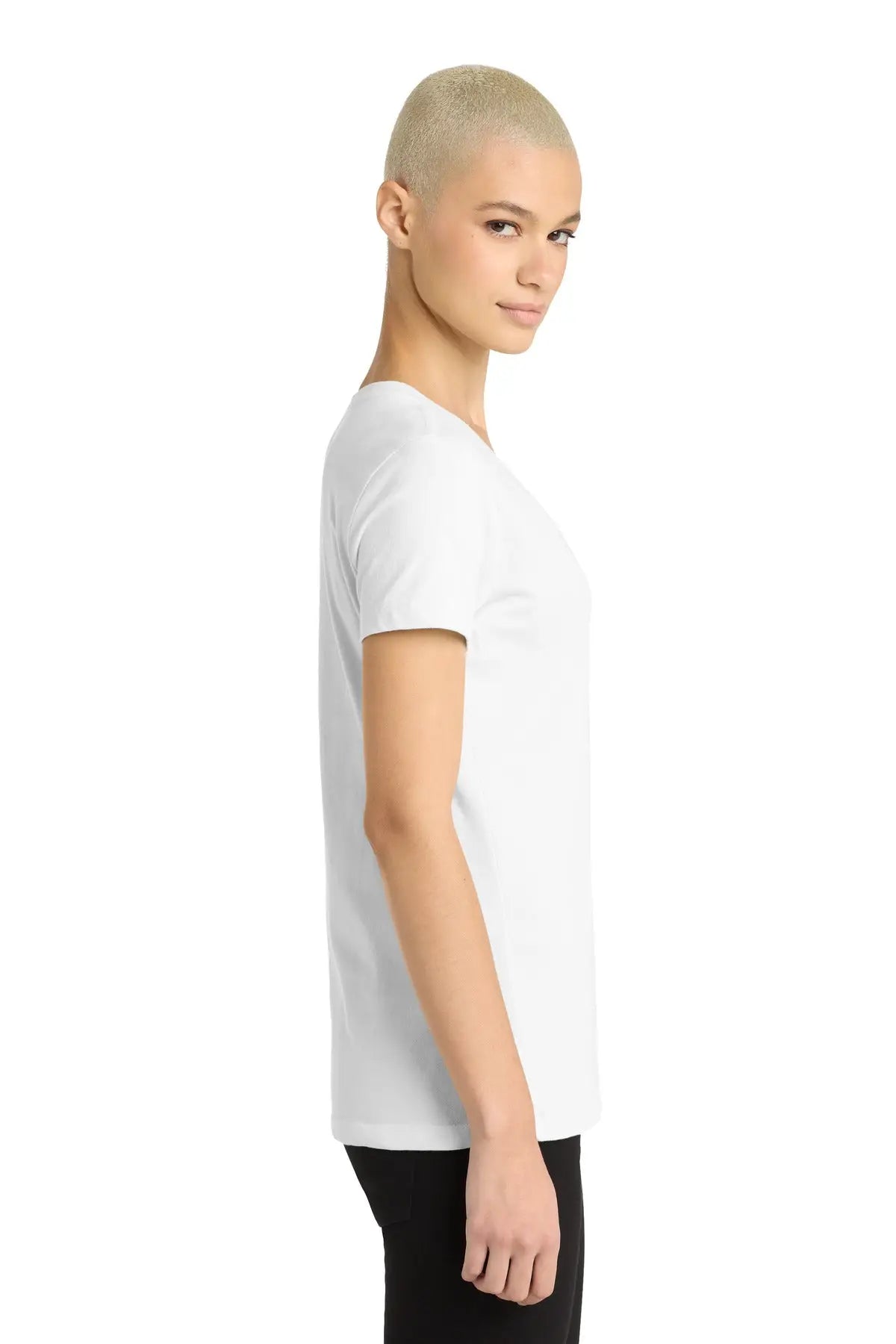 District Dm1170l Women’s Perfect Weight V-neck Tee - Bright White