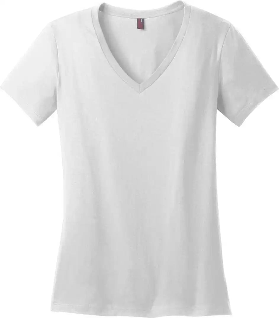 District Dm1170l Women’s Perfect Weight v Neck Tee Bright White