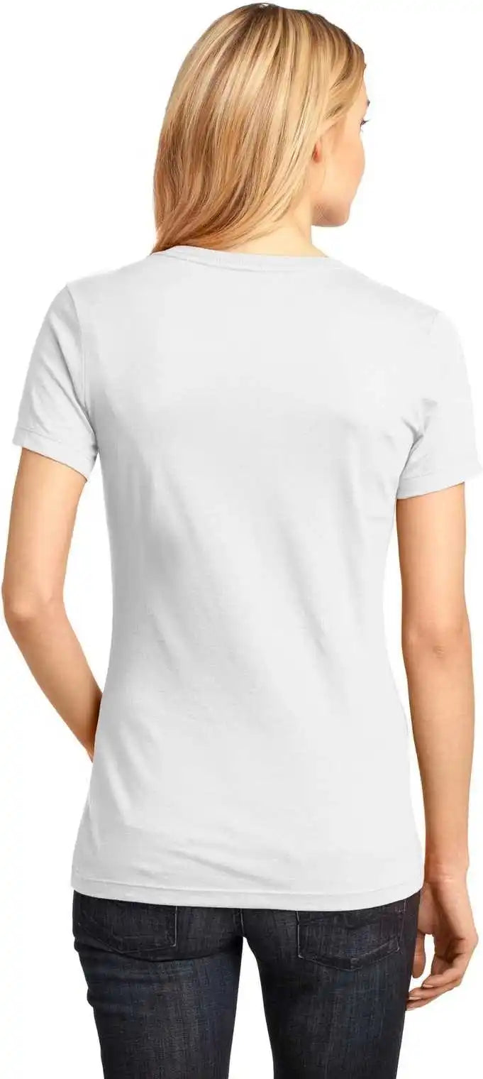 District Dm1170l Women’s Perfect Weight v Neck Tee Bright White