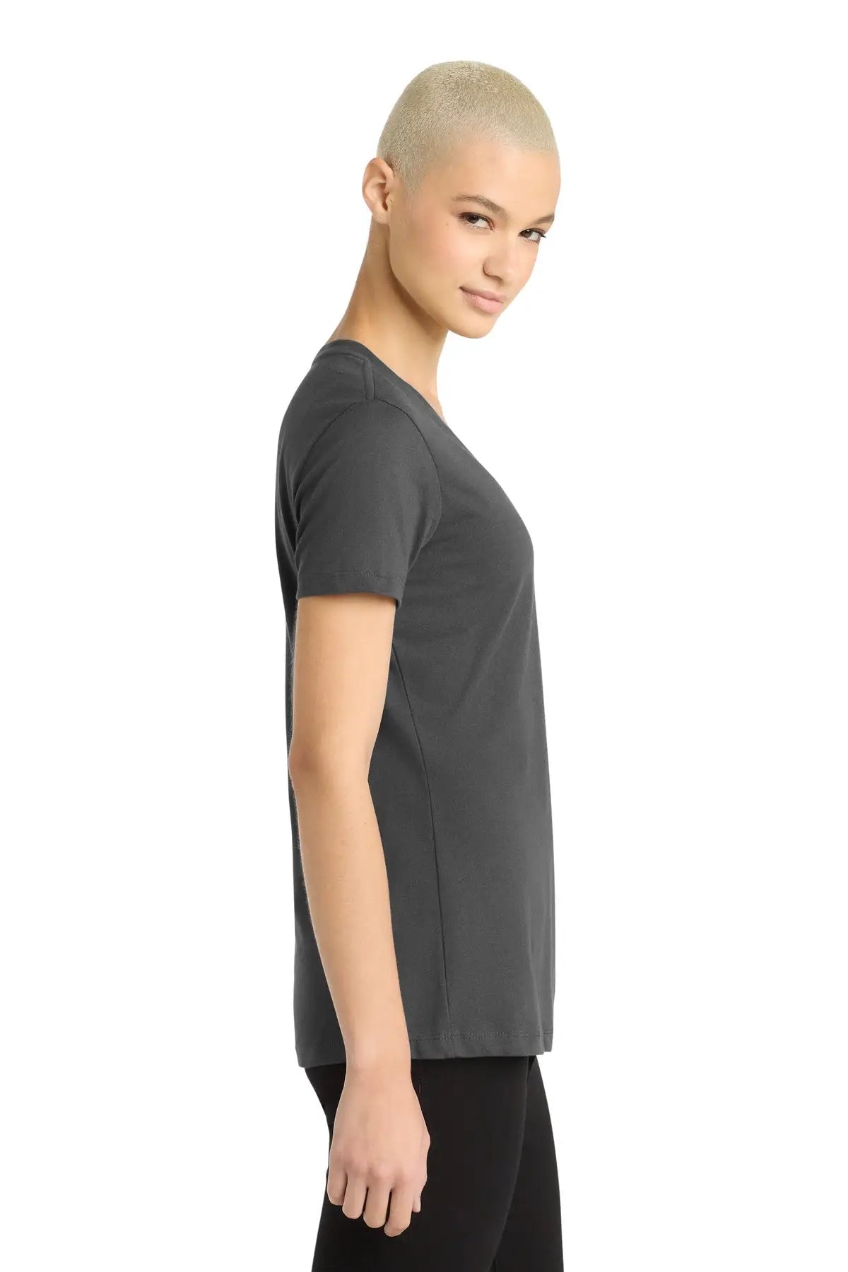 District Dm1170l Women’s Perfect Weight V-neck Tee - Charcoal