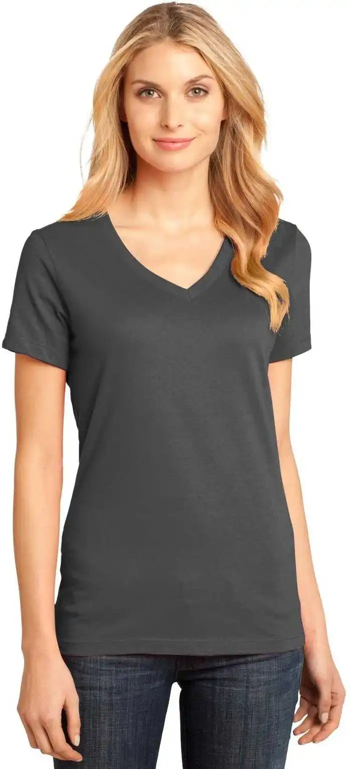 District Dm1170l Women’s Perfect Weight v Neck Tee Charcoal