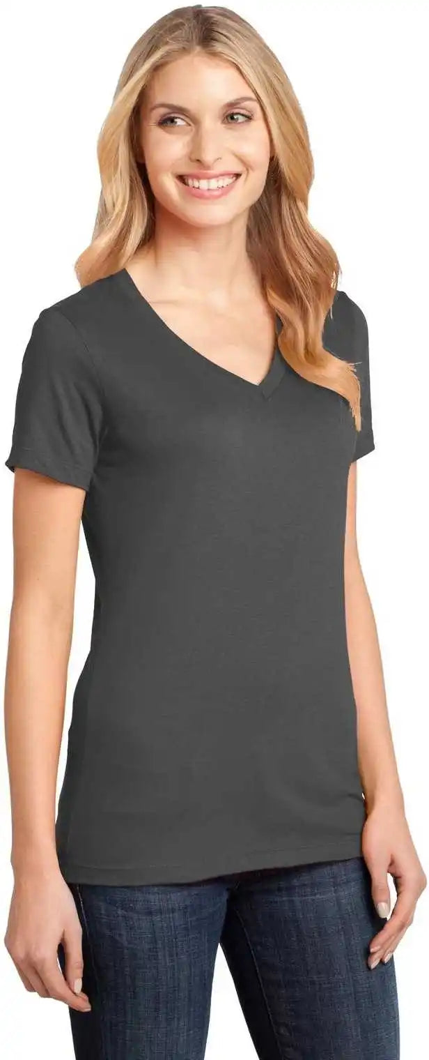 District Dm1170l Women’s Perfect Weight v Neck Tee Charcoal