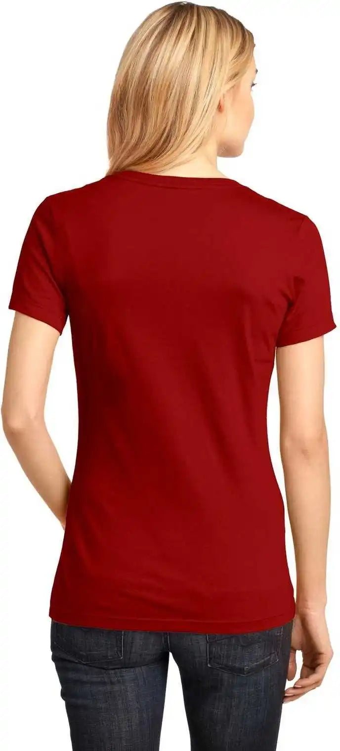District Dm1170l Women’s Perfect Weight v Neck Tee Classic Red