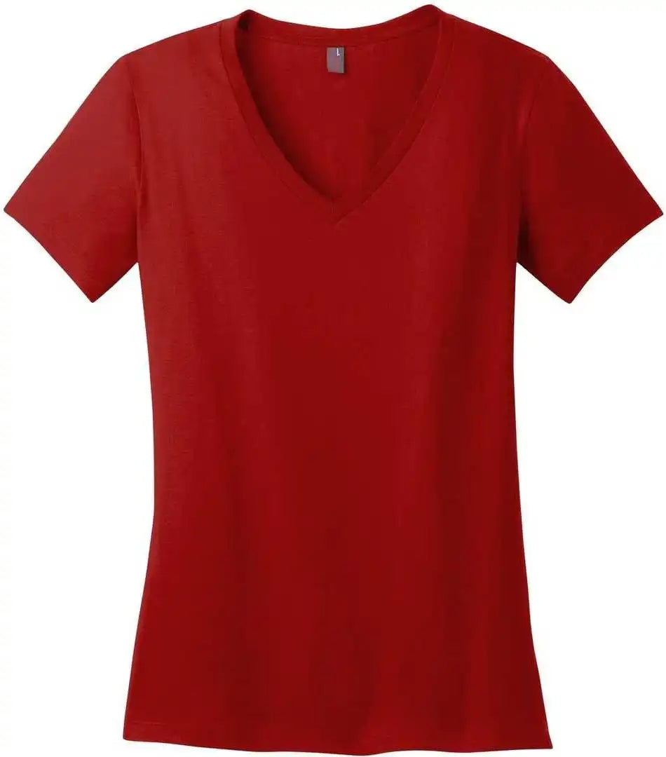 District Dm1170l Women’s Perfect Weight v Neck Tee Classic Red