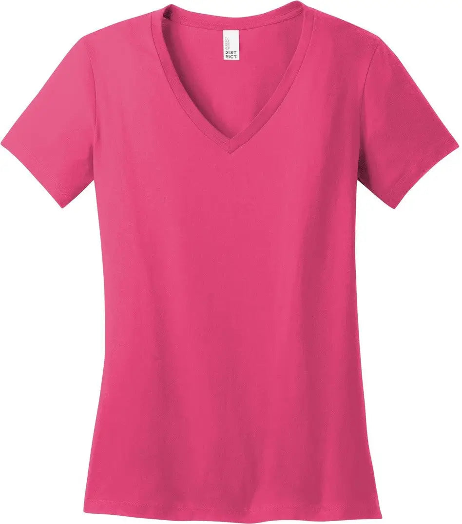 District Dm1170l Women’s Perfect Weight V-neck Tee - Dark Fuchsia