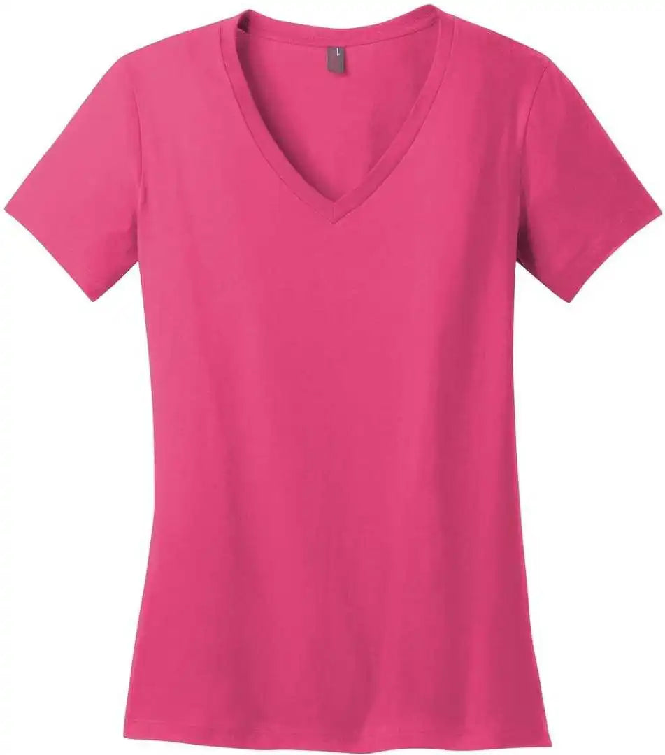 District Dm1170l Women’s Perfect Weight v Neck Tee Dark Fuchsia
