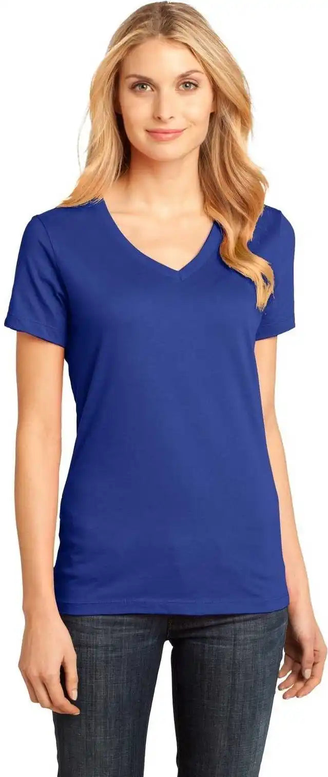 District Dm1170l Women’s Perfect Weight v Neck Tee Deep Royal