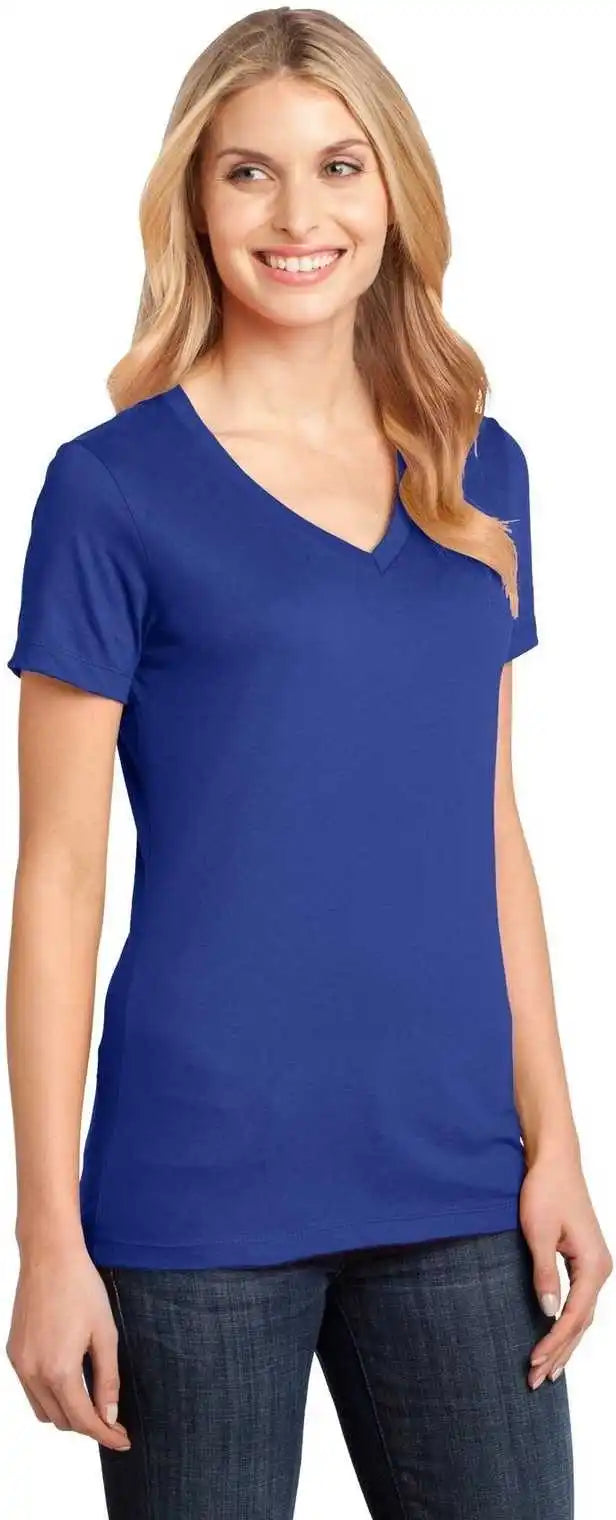 District Dm1170l Women’s Perfect Weight v Neck Tee Deep Royal