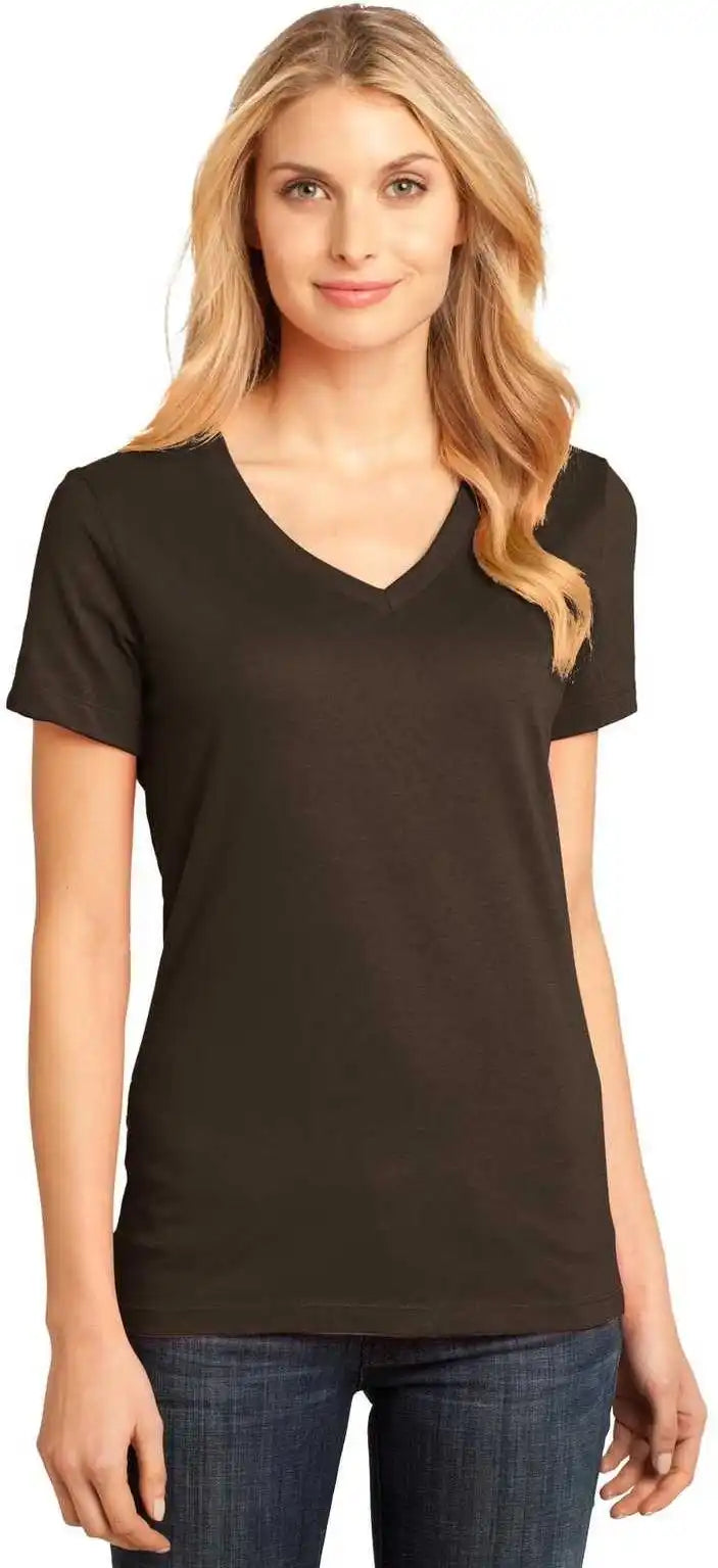 District Dm1170l Women’s Perfect Weight V-neck Tee - Espresso