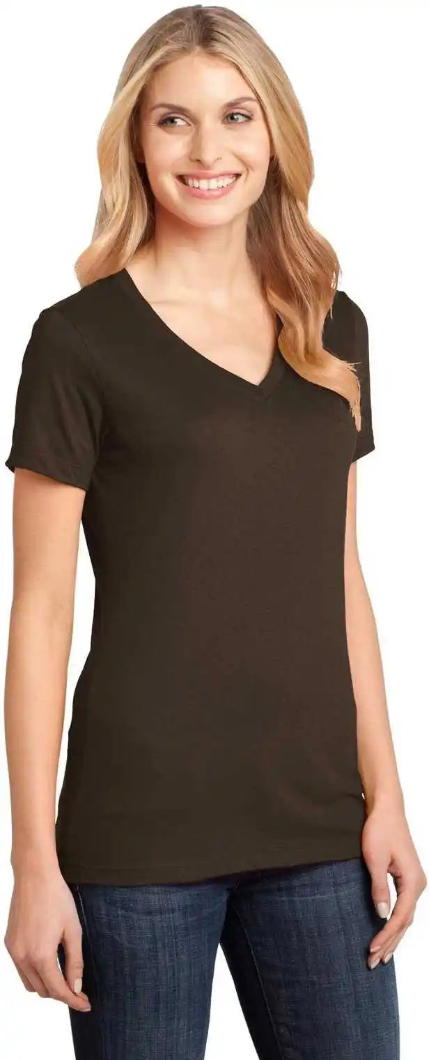 District Dm1170l Women’s Perfect Weight v Neck Tee Espresso