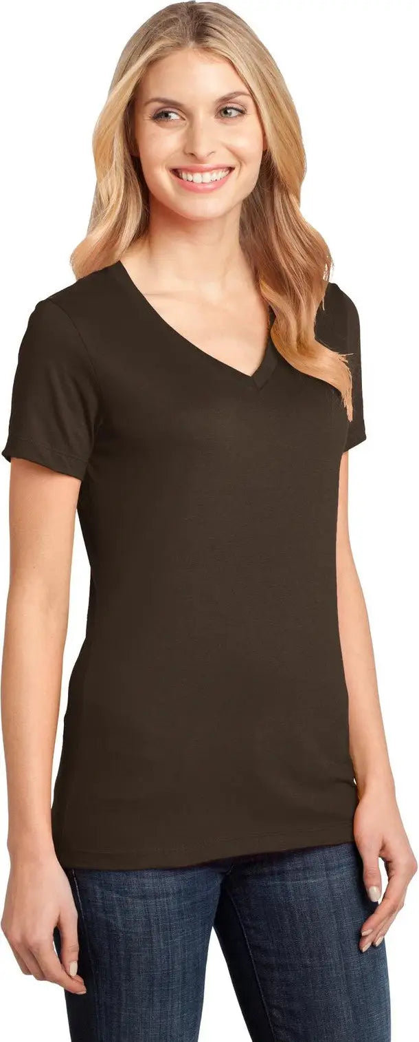 District Dm1170l Women’s Perfect Weight V-neck Tee - Espresso