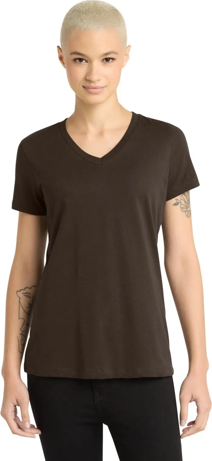 District Dm1170l Women’s Perfect Weight V-neck Tee - Espresso - Ladies Xs