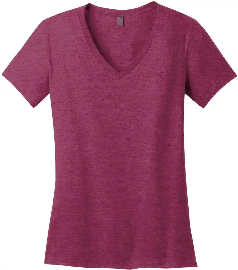 District Dm1170l Women’s Perfect Weight v Neck Tee Heathered Loganberry