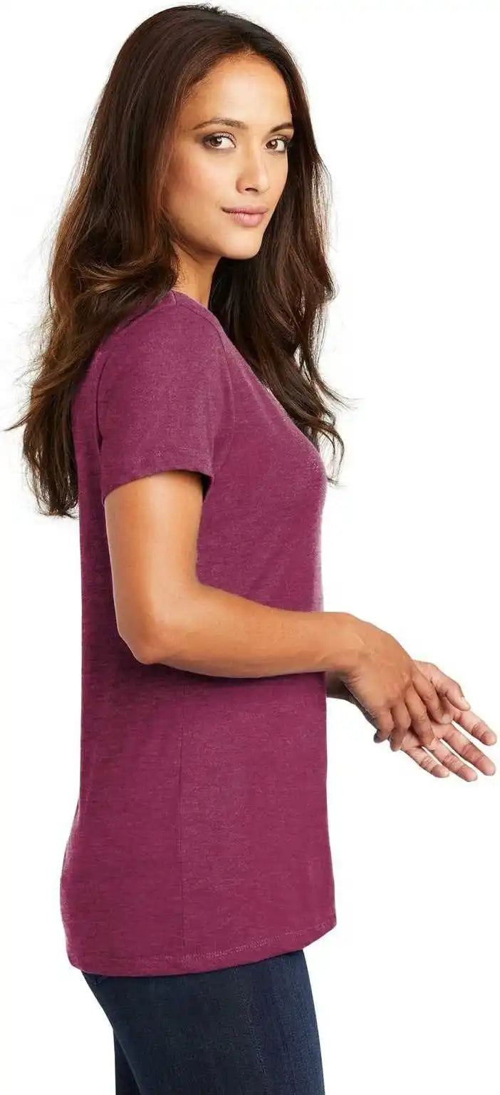 District Dm1170l Women’s Perfect Weight v Neck Tee Heathered Loganberry