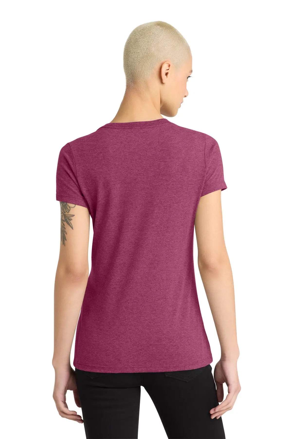 District Dm1170l Women’s Perfect Weight V-neck Tee - Heathered Loganberry