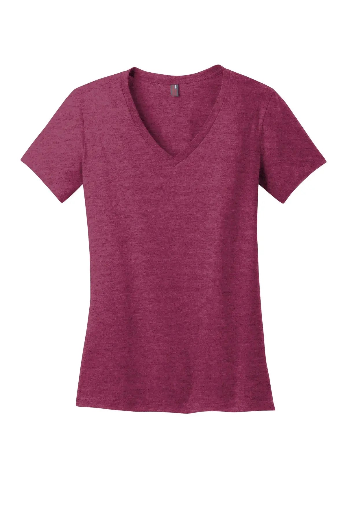 District Dm1170l Women’s Perfect Weight V-neck Tee - Heathered Loganberry
