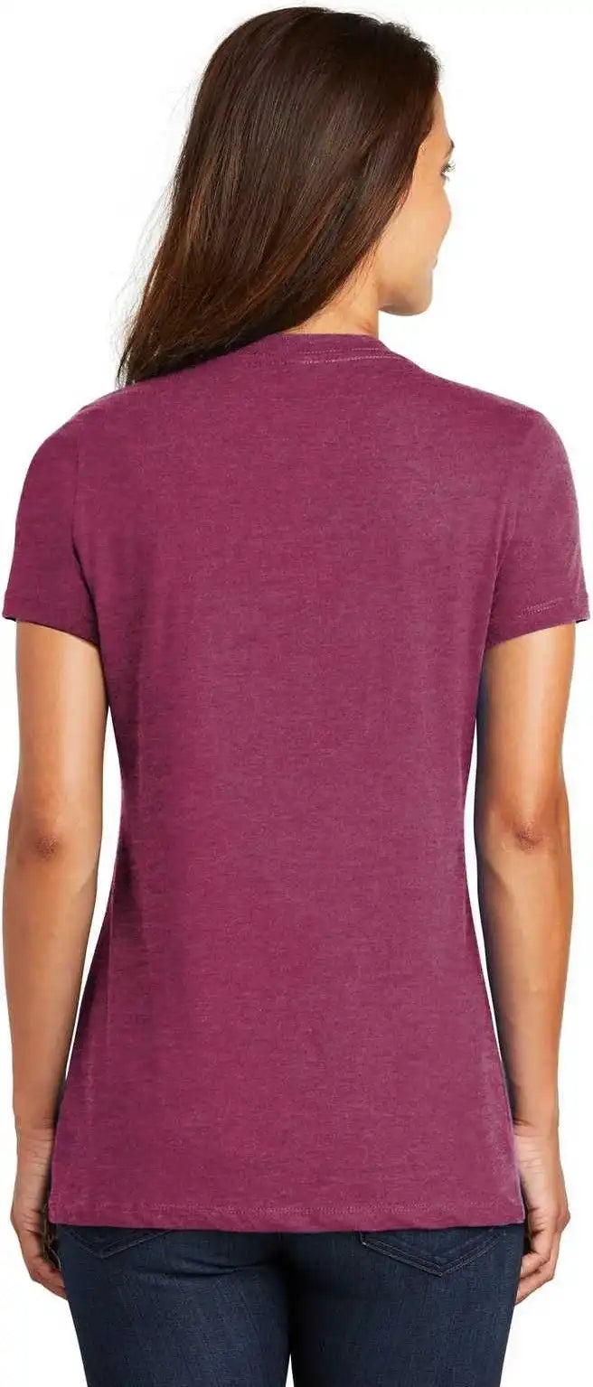 District Dm1170l Women’s Perfect Weight v Neck Tee Heathered Loganberry