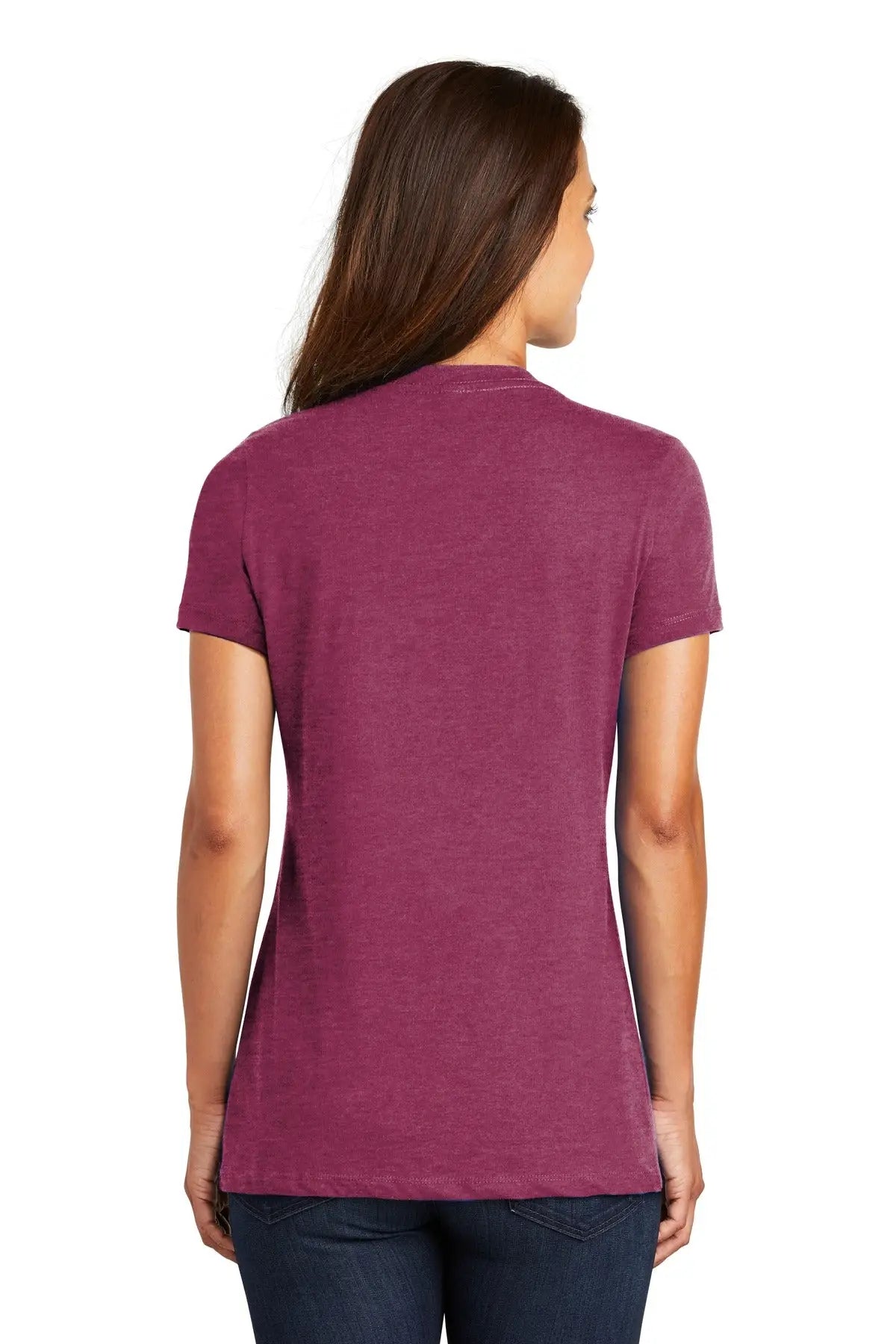 District Dm1170l Women’s Perfect Weight V-neck Tee - Heathered Loganberry