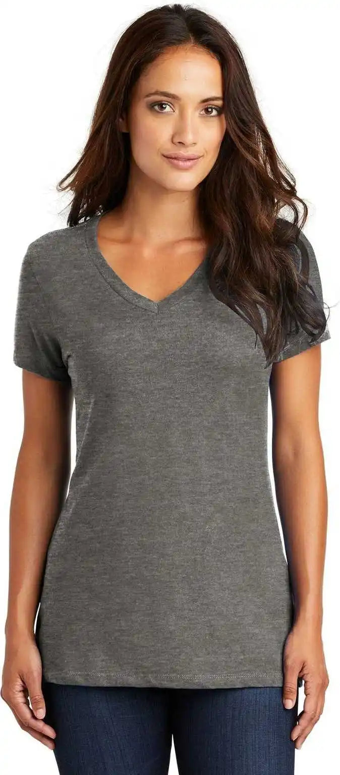District Dm1170l Women’s Perfect Weight V-neck Tee - Heathered Charcoal