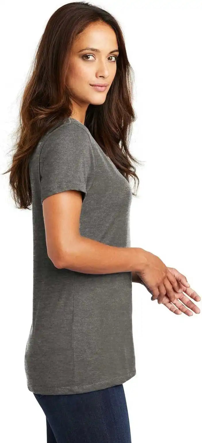 District Dm1170l Women’s Perfect Weight v Neck Tee Heathered Charcoal