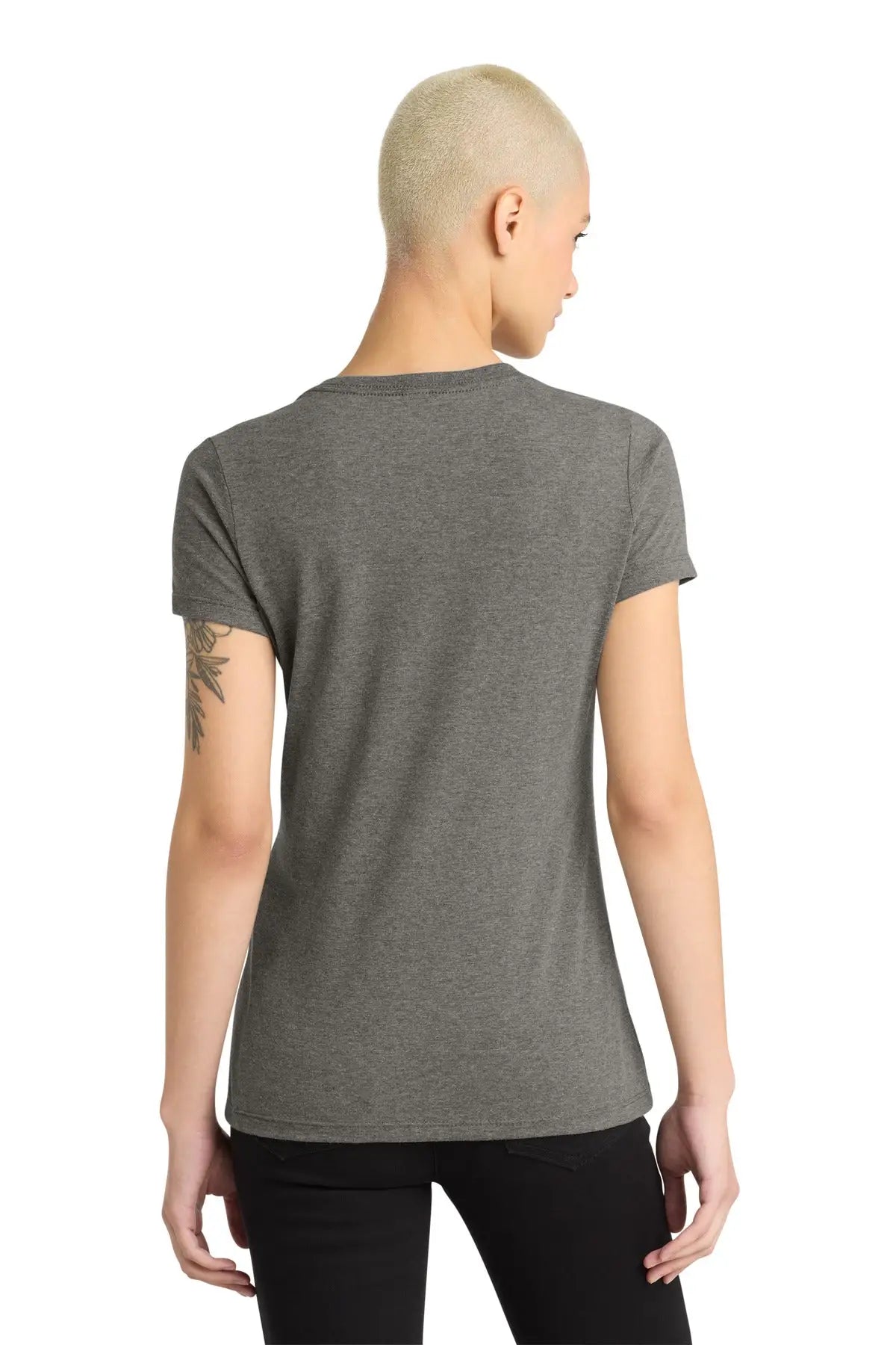 District Dm1170l Women’s Perfect Weight V-neck Tee - Heathered Charcoal