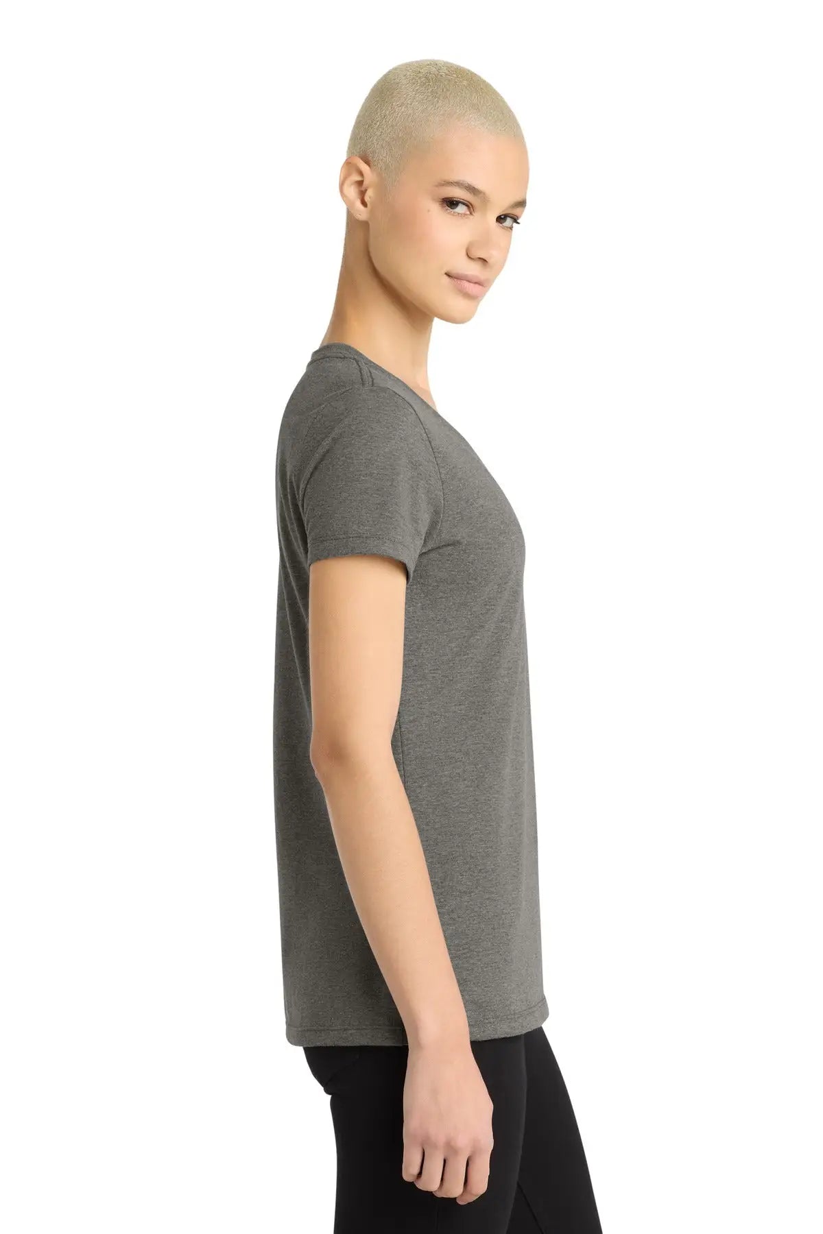 District Dm1170l Women’s Perfect Weight V-neck Tee - Heathered Charcoal