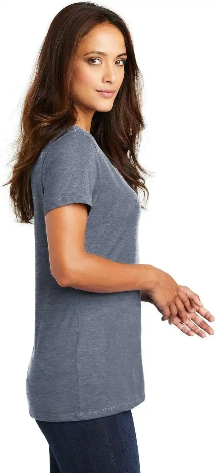 District Dm1170l Women’s Perfect Weight v Neck Tee Heathered Navy