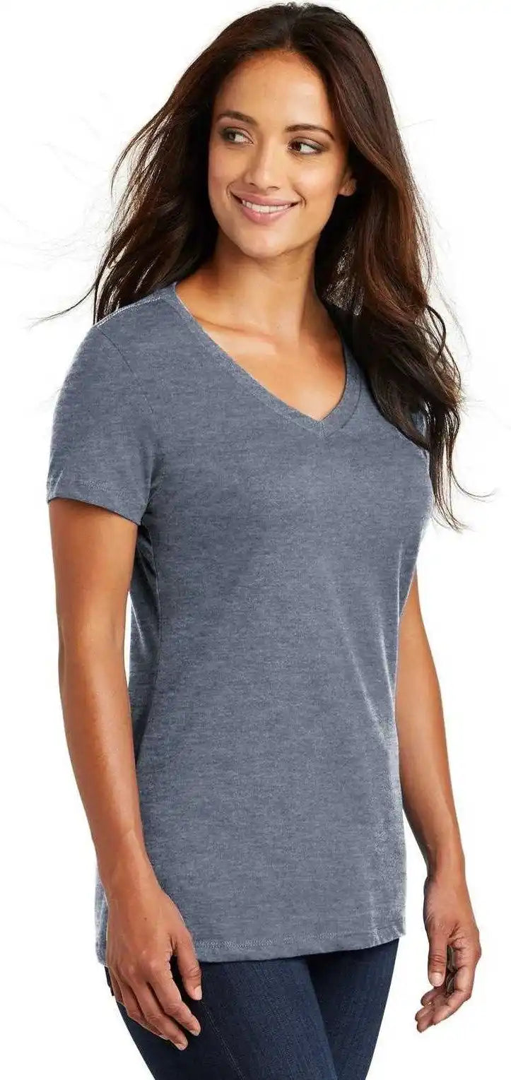District Dm1170l Women’s Perfect Weight v Neck Tee Heathered Navy
