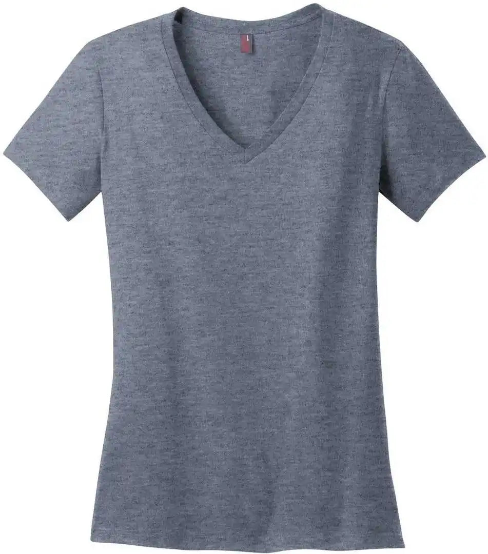 District Dm1170l Women’s Perfect Weight v Neck Tee Heathered Navy